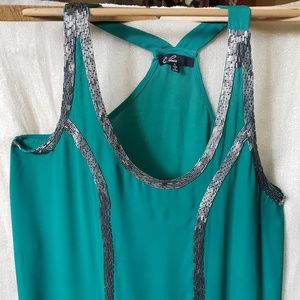 Teal Sequin Camisole Dressy Top